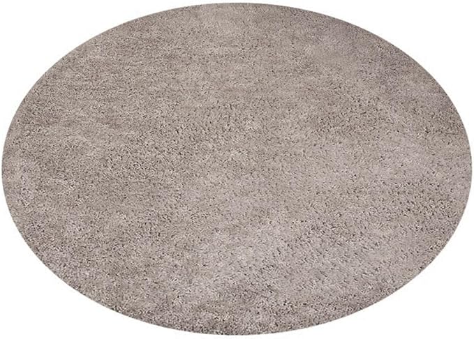 Rugsotic Carpets Hand Tufted Shag Polyester 10'x10' Round Area Rug Solid Ivory K00111