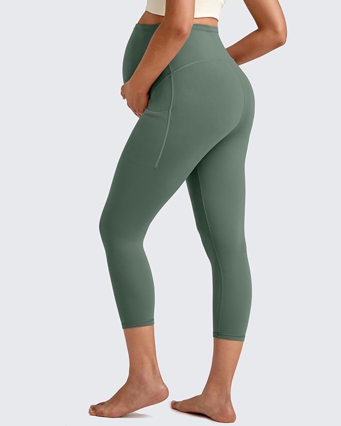 G4Free BareFeel Maternity Leggings with Pockets Over The Belly Stretchy Workout Yoga Pregnancy Pants
