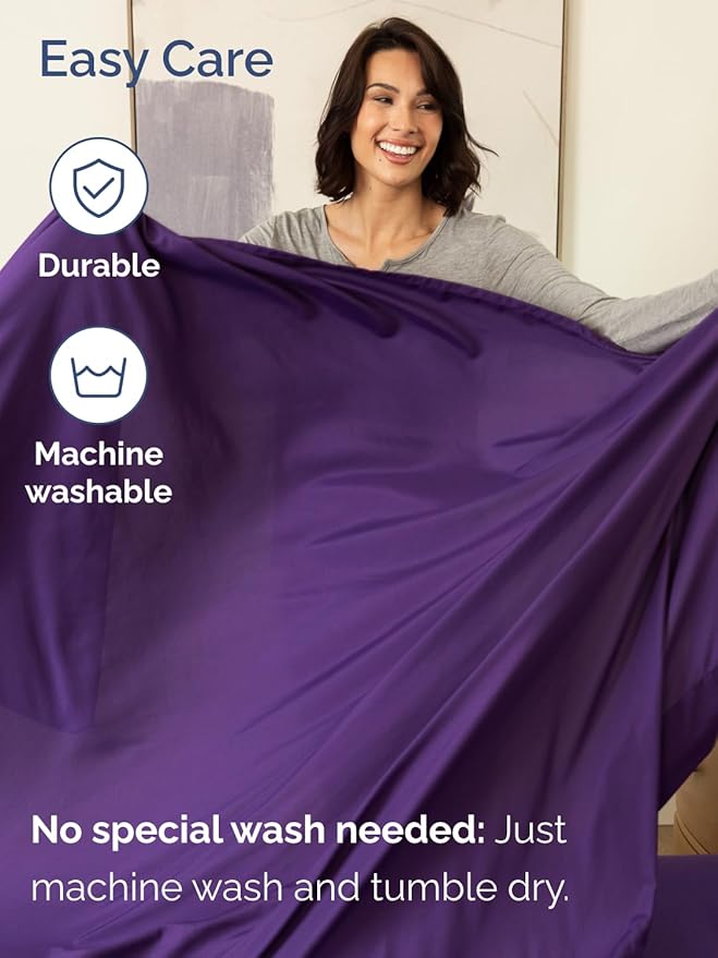 Extra Deep Full Sheet Set - 6 Piece Breathable and Cooling Sheets - Hotel Luxury Bedding for Women, Men, Kids & Teens - Easy & Secure Fit - Soft, Wrinkle Free and Comfy - Extra Deep Pockets - Purple