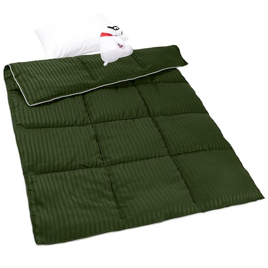 ZPECC Toddler Down Alternative Comforter, 39x47 Hypoallergenic Baby Blanket Quilt, Soft Breathable Lightweight All Season Kids Duvet Insert for Crib Stroller Cot Daycare, Olive Green