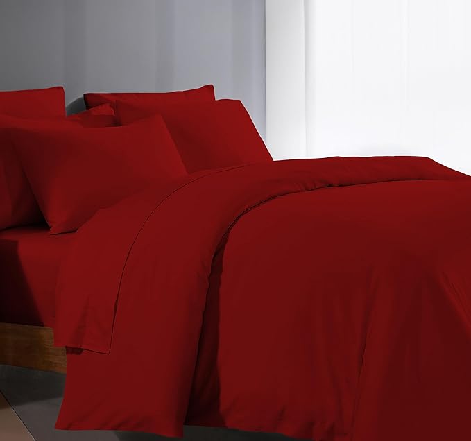Duvet Cover Queen Set 100% Egyptian Cotton 1000 Thread Count Long Staple Quilt 1 Duvet Cover 2 Pillow Shams Solid Pattern Silky Soft, Breathable Cover Set 3 Piece Set for Comforter (Burgundy)