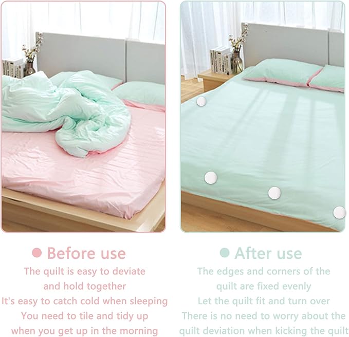 Potanro Duvet Cover Clips 12 Pcs Duvet Pins Comfortable Duvet Holder Clips, Duvet Button Fasteners Keeps Comforter from Shifting(White)