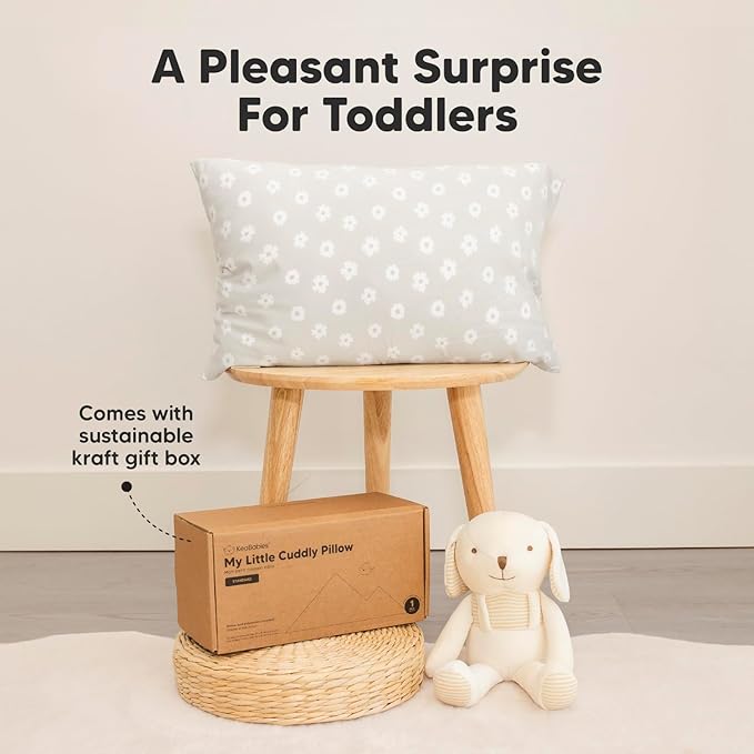 KeaBabies Toddler Pillow with Pillowcase - 13x18 My Little Cuddly Kids Travel Pillows for Sleeping, Nap, Viscose from Bamboo Nursery Pillowcase, Soft & Breathable, Toddler 2-5 Years Old (Meadow)
