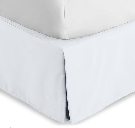 Bare Home King Bed Skirt - 15-Inch Tailored Drop Easy Fit - Bed Skirt for Beds - Center & Corner Pleats (King, White)