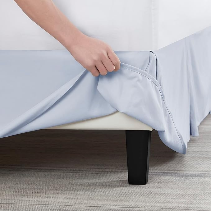 Nestl Ice Blue Twin Bed Skirt - Twin Size Bed Skirt 14 Inch Drop - Brushed Microfiber Bed Skirts - Hotel Quality Pleated Bed Skirt - Shrinkage & Fade Resistant