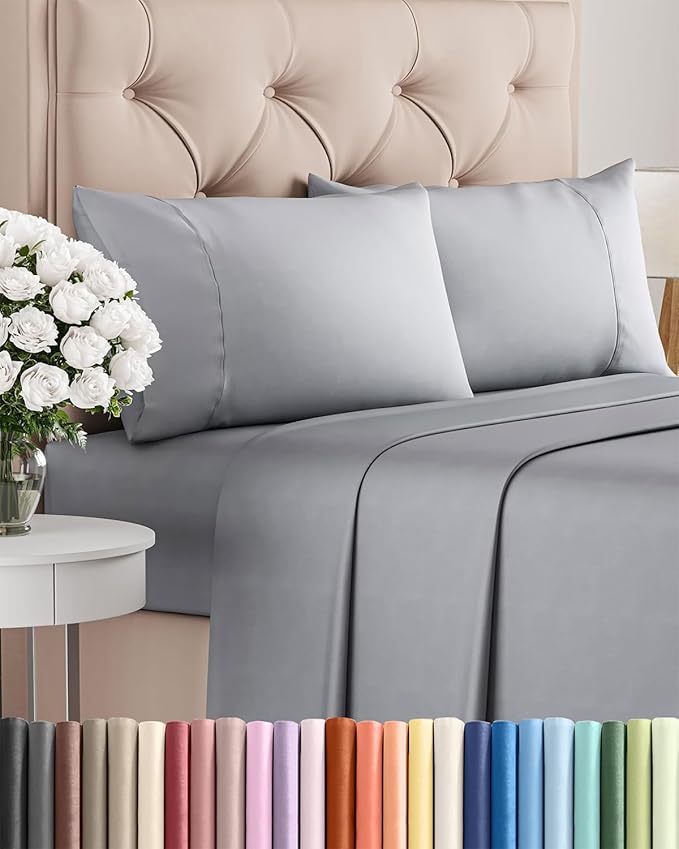 Twin 4 Piece Sheet Set - Comfy Breathable & Cooling - Ultra-Soft Hotel Luxury Bedding Set with 8-16 Inch Deep Pockets - 1 Flat & 1 Fitted Sheet & 2 Pillowcases - Wrinkle Free & Easy Care - Steel Blue