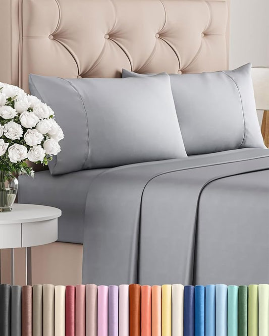 Twin 4 Piece Sheet Set - Comfy Breathable & Cooling - Ultra-Soft Hotel Luxury Bedding Set with 8-16 Inch Deep Pockets - 1 Flat & 1 Fitted Sheet & 2 Pillowcases - Wrinkle Free & Easy Care - Steel Blue