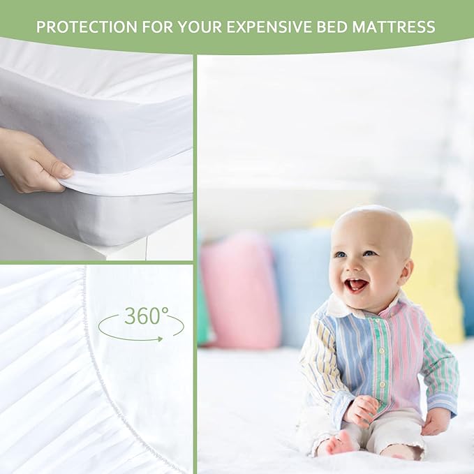 King Mattress Protector, Skin Friendly and Breathable King Size Mattress Cover, Viscose Cooling Jersey Mattress Pad with 18" Deep Pocket