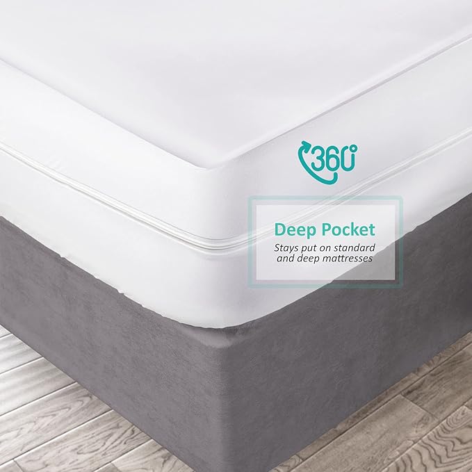 Nestl Premium Microfiber Zippered Mattress Encasement - Waterproof Cal King Mattress Protector - Fits 15 Inches Deep - Cal King