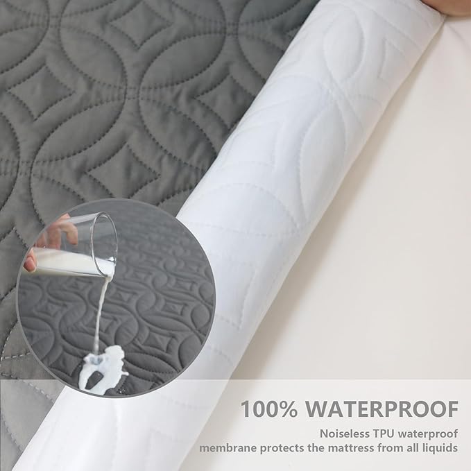 FELTYBED Cal King Size 72"x84" Waterproof Mattress Protector, Soft Bed Grey Mattress Cover Cal King, Breathable Mattress Pad Cover with Deep Pocket 6"- 15", Noiseless Washable