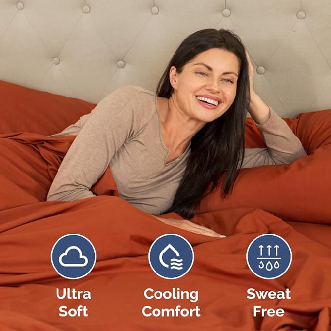 Short Queen Size 4 Piece Sheet Set - RV Short Queen, Soft, Breathable & Cooling Bed Sheets Set w/ Deep Pockets - Hotel Luxury Bedding for Women, Men, Kids, Teens, Boys & Girls - Oeko-Tex - Terracotta