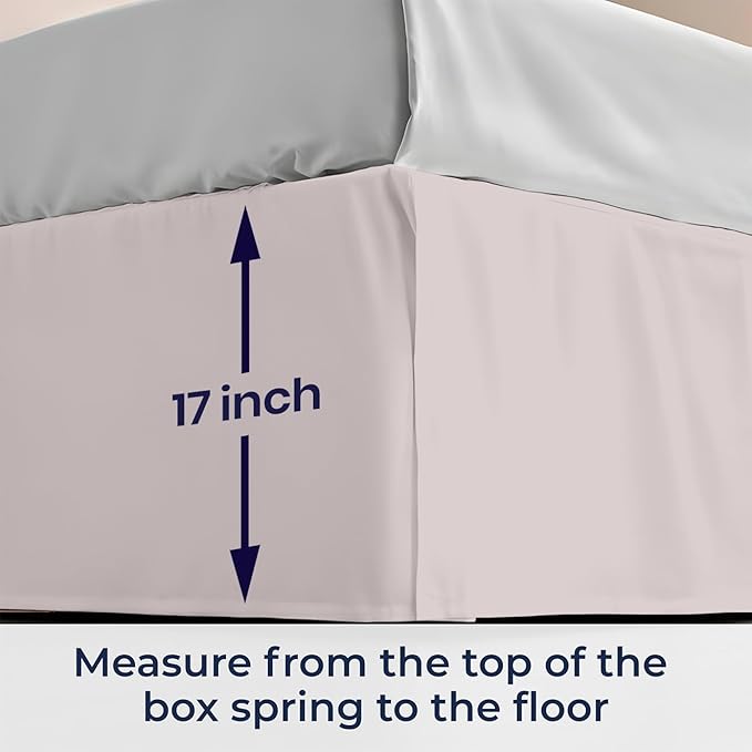 SGI bedding 17 inch Drop Bed Skirt Queen Size - Platform Style with Secure Fit, Classic Tailored Look, Elegant Pleated Style Dust Ruffle, Split Corners, Wrinkle Resistant Microfiber - Warm Grey