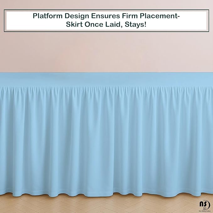 Premium Microfiber Queen Ruffled Bed Skirt, 21” Drop with Split Corners, Soft Wrinkle Free Bedskirt with Platform, Solid Light Blue Dust Ruffle for 60" x 80" Mattress