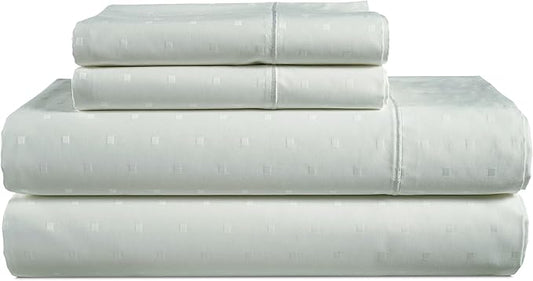 LANE LINEN 100% Egyptian Cotton Bed Sheets - 4PC Calking Sheets Set, Long Staple Cotton Bedding Sheet, Luxury Hotel Sheet Fits Upto 15" Mattress, Swiss Dot - Mineral