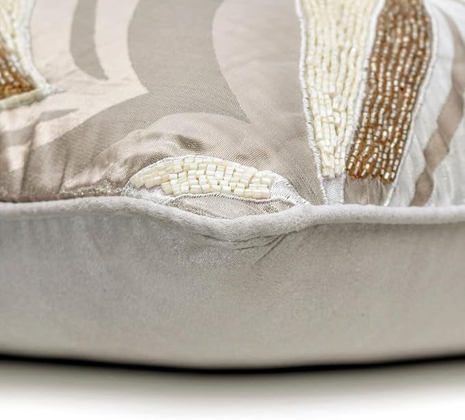 The HomeCentric King/Queen/Twin Ivory Luxury Queen 74"x18" Bed Runner Without Pillow Cover, Bead Hand Embroidery Bed Scarf on Jacquard Fabric - Clarissa Serene