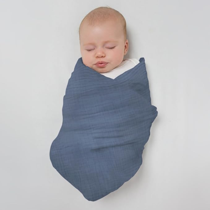 SwaddleDesigns Cotton Muslin Swaddle Blankets for Babies, Set of 4, Neutral Receiving Blankets for Newborn, Baby Registry & Gift, 46x46 inches, Wind & River