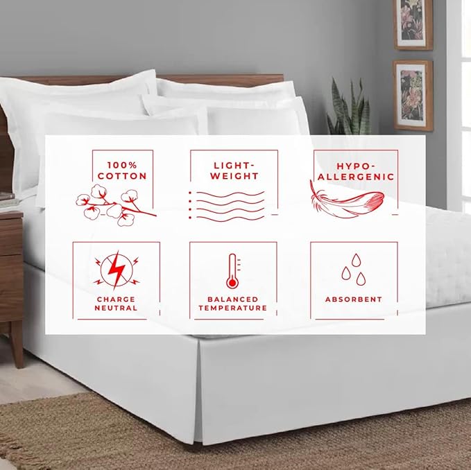 Split Corner Bed Skirt 18 Inch Drop Queen Size 100% Natural Cotton Wrinkle and Fade Resistant Queen Size, Brown Solid