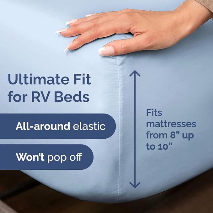 Short Queen RV Size 4 Piece Sheet Set - Comfy Breathable & Cooling Bed Sheets Set - Hotel Luxury Bedding for Women, Men, Kids, Teens, Boys & Girls - Deep Pockets & Wrinkle Free - Oeko-Tex - Sky Blue