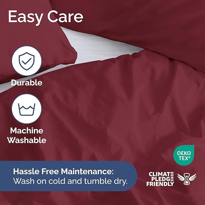 Duvet Cover Queen Size - Extra Soft Queen Size Duvet Cover - Lightweight & Breathable - Easy Care & Fade Free with Zipper Closures and Ties - 90" x 90" Inches - (Burgundy) Comforter Not Included