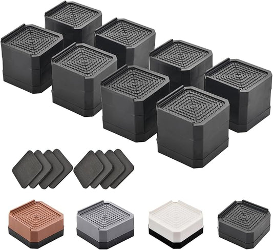 Bed Risers Furniture Risers Heavy-Duty Rectangular Adjustable Block 8 Pack Lift to 3 inches and 4.3 inches Desk, Sofa, Chair Legs, Refrigerator, Washing Machine Support up to 4000 pounds