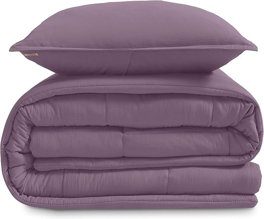UGG Leonora Comforter Set with 1 Pillow Sham Lightweight Down Alternative Blanket Reversible All Season Washable and Hypoallergenic Bedding Set for College Dorm, Twin/Twin XL, Purple Shadow