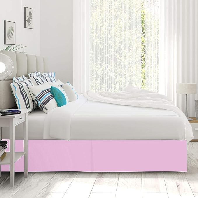 Bed Skirt - 25 Inch Fall Tailored Drop Pleated Dust Ruffle, 100% Egyptian Cotton - Solid Pattern and Color ( Full, Solid, Lilac)
