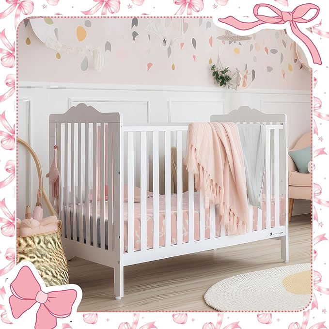 Peryiter 4 Pack Crib Sheets Girl Soft Baby Bed Sheet Set 52'' x 28" Nursery Crib Sheets for Standard Bed for Nursery Decor Baby Boys or Girls(Pink,Pink Bow)