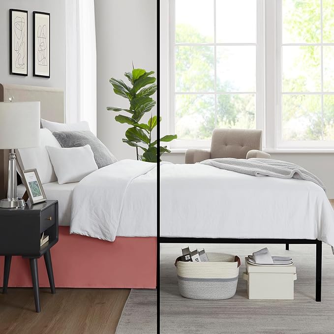Nestl Pink Clay Bed Skirt Queen Size - Queen Bed Skirt 14 Inch Drop - Brushed Microfiber Bed Skirts - Hotel Quality Pleated Bed Skirt - Shrinkage & Fade Resistant