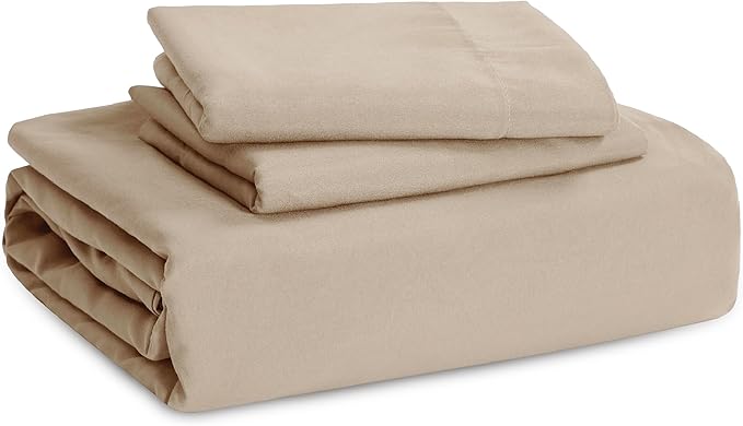 Bedsure Deep Beige Duvet Cover Full Size - 3 Pieces Prewashed Extra Soft Cotton-Like Bedding Set, Includes 1 Duvet Cover 80x90 Inches with Zipper Closure & 2 Pillow Shams, Comforter Not Included