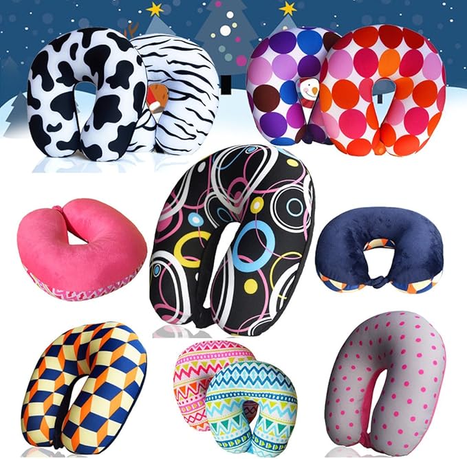 Bookishbunny U Shaped Micro Beads Microbead Neck Head Support Travel Pillow, 12"x12"x4" (WhiteFlower)