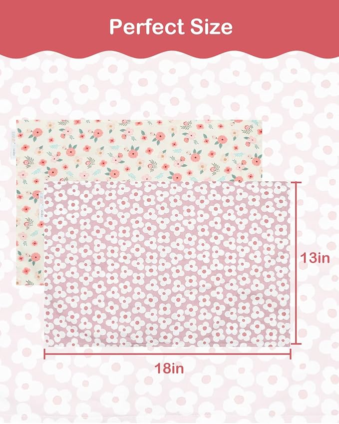 ALVABABY Toddler Pillowcases 2 Pack Organic Cotton Kids Pillow Cover Fit 13"x 18" or 12"x28" Envelope for Girl Boy Sleepy Travel 2TPW32A