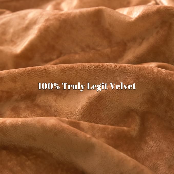 PHF Truly Velvet Duvet Cover Set King Size, 3pcs Ultra Soft Breathable Comforter Cover Set, Luxury Cozy Flannel Duvet Cover with Pillow Shams Bedding Collection, 104" x 90", Brown Sugar