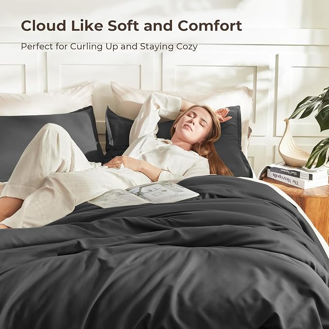 Litanika Grey Comforter Set Twin/Twin XL Size, 2 Pieces Lightweight Plain Bedding Comforter Set, All Season Fluffy Bed Set (66x90In Comforter & 1 Pillowcase)