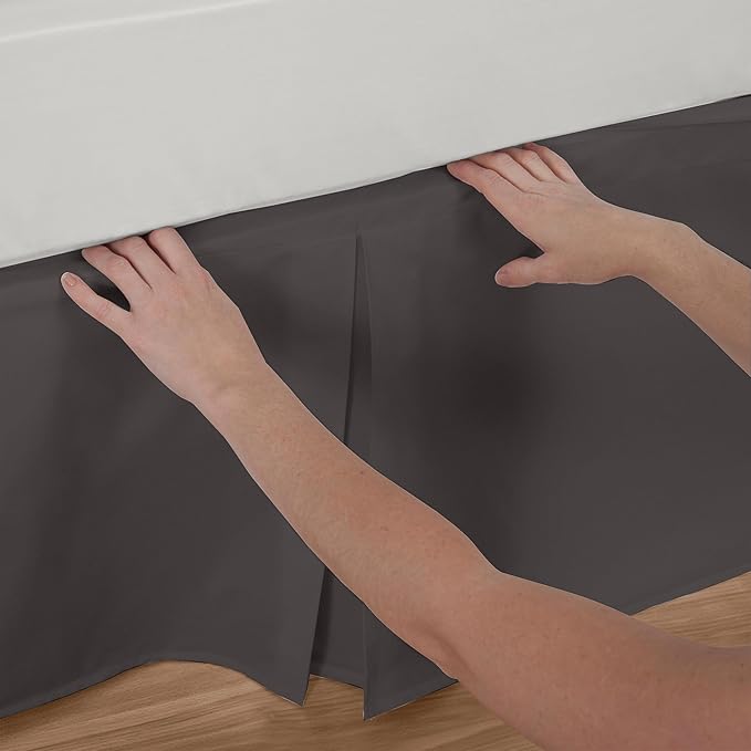Bed Maker’s Never Lift Your Mattress Bed Skirt, Designed for Box Spring Beds, Split Corners, 14 Inch Drop Length, California King, Grey