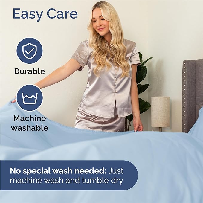 Split King 7 Piece Sheet Set - Comfy Breathable & Cooling - Soft Hotel Luxury Bedding Set with 8-16 Inch Deep Pockets - 1 Flat & 2 Fitted Sheet & 4 Pillowcases - Wrinkle Free & Easy Care - Sky Blue
