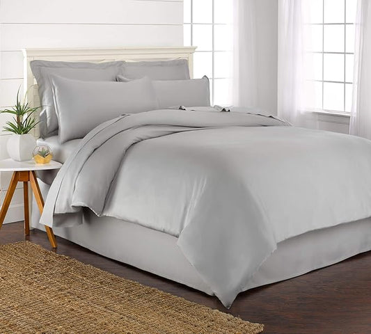 Twin Duvet Cover by Pure Bamboo, 2 Piece Set, Genuine 100% Organic Viscose Derived from Bamboo, Luxuriously Soft and Cooling, 1 Pillowcase (Twin, Silver Pearl)