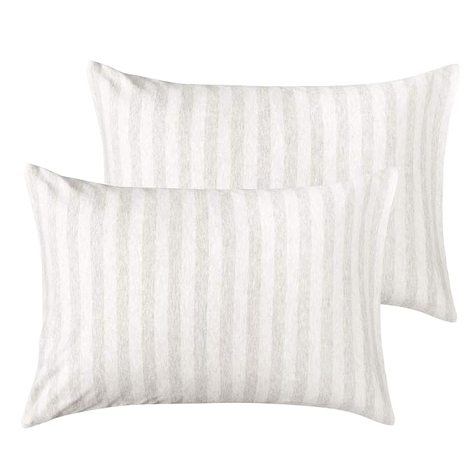 NTBAY Organic Cotton Toddler Pillowcases - Super Soft & Breathable Jersey Cotton Toddler Pillow Cases, 13”x18” Pillow Cases with Envelope Closure, Camel and Beige Stripe