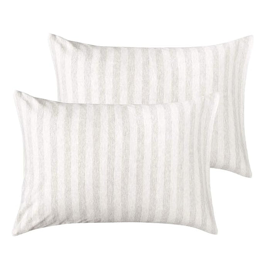 NTBAY Organic Cotton Toddler Pillowcases - Super Soft & Breathable Jersey Cotton Toddler Pillow Cases, 13”x18” Pillow Cases with Envelope Closure, Camel and Beige Stripe