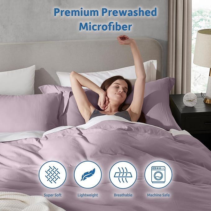 Nestl Dusty Purple Duvet Cover King Size - Soft Prewashed King Duvet Cover Set, 3 Piece, with Zipper Closure, 1 Duvet Cover 104x90 inches and 2 Pillow Shams