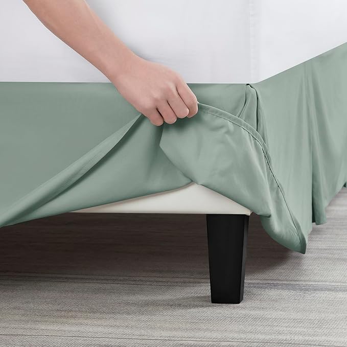 Nestl Sage Green Bed Skirt Queen Size - Queen Bed Skirt 14 Inch Drop - Brushed Microfiber Bed Skirts - Hotel Quality Pleated Bed Skirt - Shrinkage & Fade Resistant