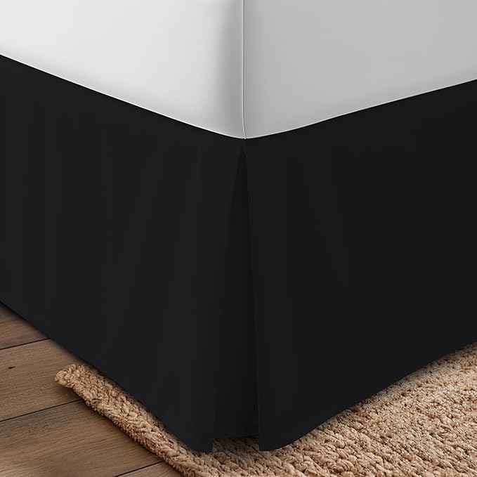 Utopia Bedding Twin Bed Skirt - Soft Quadruple Pleated Ruffle - Easy Fit with 15 Inch Tailored Drop - Hotel Quality, Shrinkage and Fade Resistant (Twin, Black)