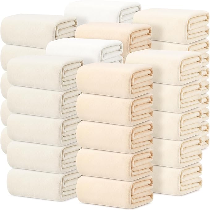 Kinlop Fleece Blanket Bulk 60 x 50 Inch Soft Lightweight Fleece Cozy Blanket Warm Throw Plush Pet Throw for Bed Couch Sofa Home Office Wedding Gifts Travel Camping(Beige Tones,40 Packs)