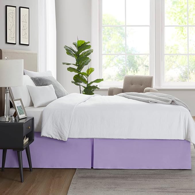 Nestl Lavender Full XL Bed Skirt - Full XL Size Bed Skirt 14 Inch Drop - Brushed Microfiber Bed Skirts - Hotel Quality Pleated Bed Skirt - Shrinkage & Fade Resistant