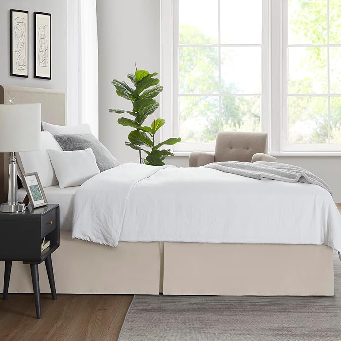 Nestl Linen Bed Skirt Cal King Size - Cal King Bed Skirt 14 Inch Drop - Brushed Microfiber Bed Skirts - Hotel Quality Pleated Bed Skirt - Shrinkage & Fade Resistant