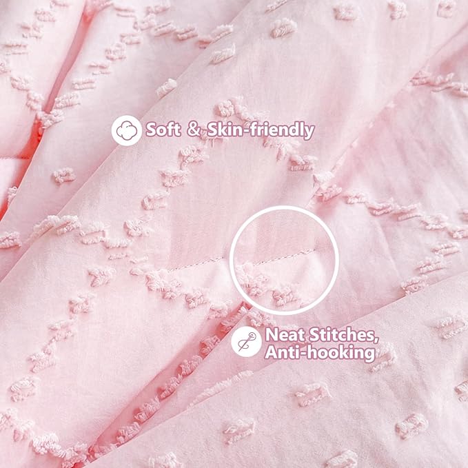 Wowelife Baby Girl Crib Bedding Set, Boho 3-Piece Crib Comforter Set for Girls, Ruffle Baby Nursery Bedding Set Include Quilted Comforter, Crib Skirt and Sheet, Pink