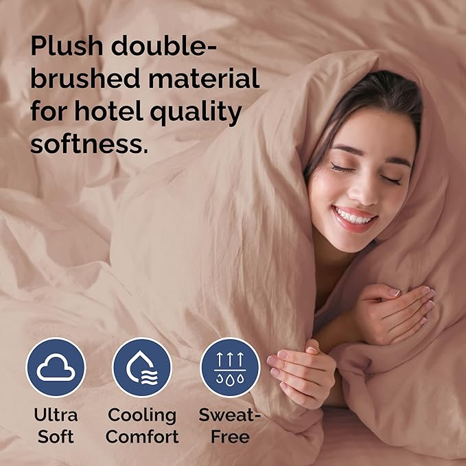 Duvet Cover King Size - Extra Soft King Size Duvet Cover - Lightweight, Breathable & Cozy - Easy Care & Fade Free with Zipper Closures & Ties - 104" x 90" Inches - (Mauve) Comforter Not Included
