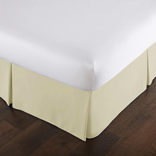 Southshore Fine Living, Inc. Twin Bed Skirt - 14" Drop, Luxury Pleated Bed Skirts, Twin Size Bedding Dust Ruffle, Twin Size Bed Skirting, Cream