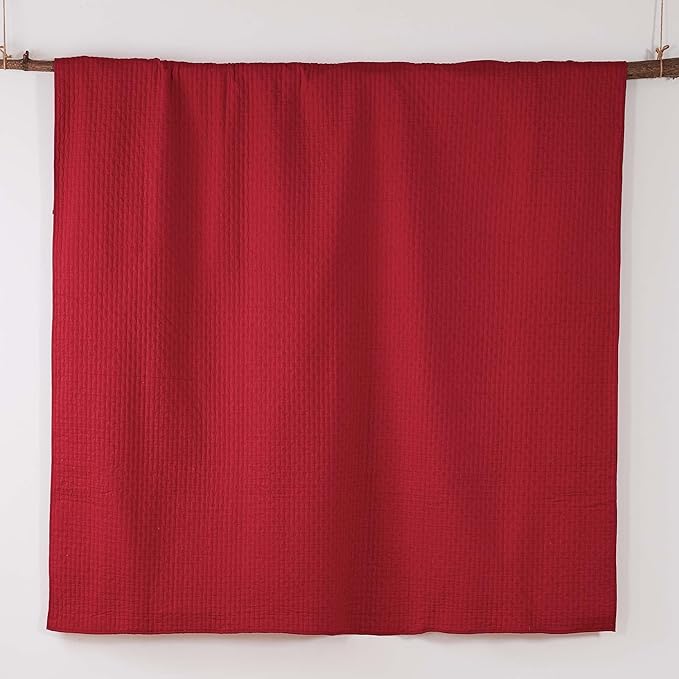 Levtex Home Cross Stitch Reversible Full/Queen Quilt Set (88x92in) with 2 Pillow Shams (26x20in) - Stitch Texture - Chile Red - Cotton Full/Queen Size Quilt Bedding Set - Lightweight, Soft, Pre-Washed