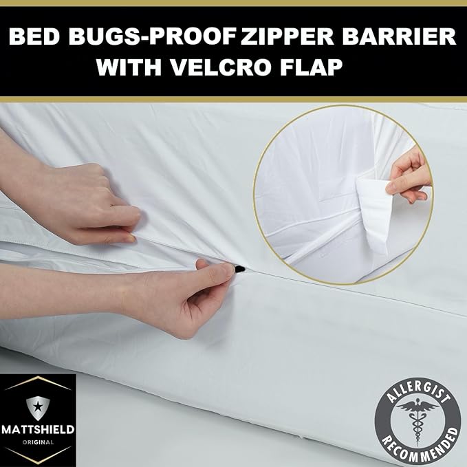 MATTSHIELD Ultimate 3-Piece Kit - Bed Bug-Proof Mattress Cover Queen Size 100% Cotton Top + 2 Pillow Protectors with Zipper - 6 Sided Waterproof Encasement, Total Defense Kit