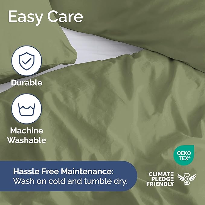 Duvet Cover King Size - Extra Soft King Size Duvet Cover - Lightweight & Breathable - Easy Care & Fade Free with Zipper Closures & Ties - 104" x 90" Inches - (Sage Green) Comforter Not Included